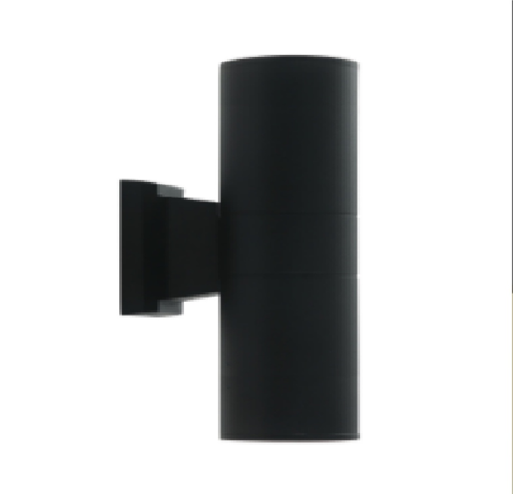APLIQUE PARED P/GU10 X 2 CILINDRO UP&DOWN P/EXTERIOR ALUMINIO NEGRO-VIDRIO REF. LUM-630 MARCA LUMIND