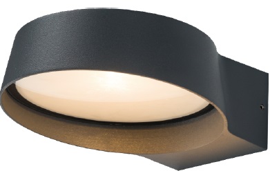 APLIQUE PARED INTEGRADO 12W 3000K IP54 OVO ROUND P/ EXTERIOR NEGRO MATE REF.LUM-722 LUMIND