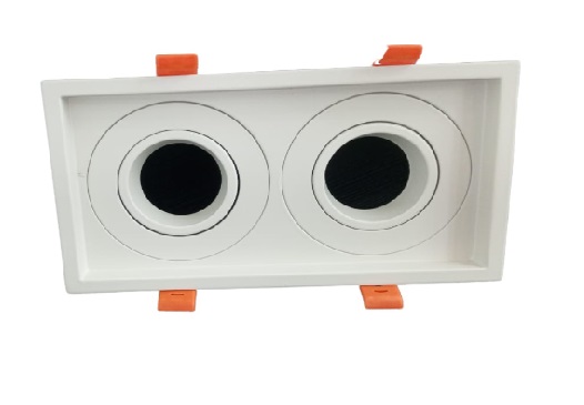 APLIQUE CUAD. DIRIG. P/EMP. DOBLE BLANCO 11X21CM C/SOC. GU10 S/BOM REF. LUX-GP-GN-2-QB MARCA LUXOLAR