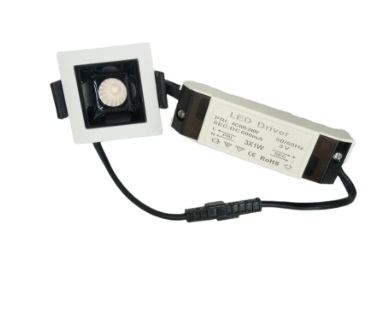 APLIQUE LED PARA EMPOTRAR 3 W 3000 K 45° CUADRADO BLANCO / NEGRO REF.LUX.GP-S-MF01B-3W-BC-B LUXOLAR