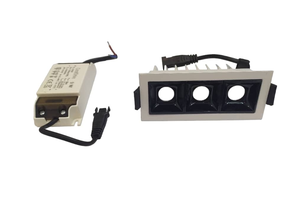 APLIQUE LED PARA EMPOTRAR 3 X 9 W 3000 K 30° MOD.RASTER BLANCO REF.LUX.GP-S-MF03B-B MARCA LUXOLAR