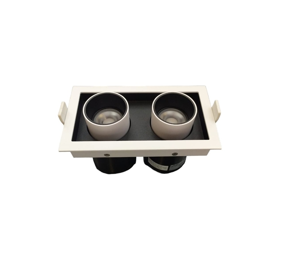 APLIQUE LED SPOT P/EMPOTRAR 2 X 9 W 3000K 36° RECTANG. BLANCO- NEGRO REF. LE18CD-2OB LUXOLAR