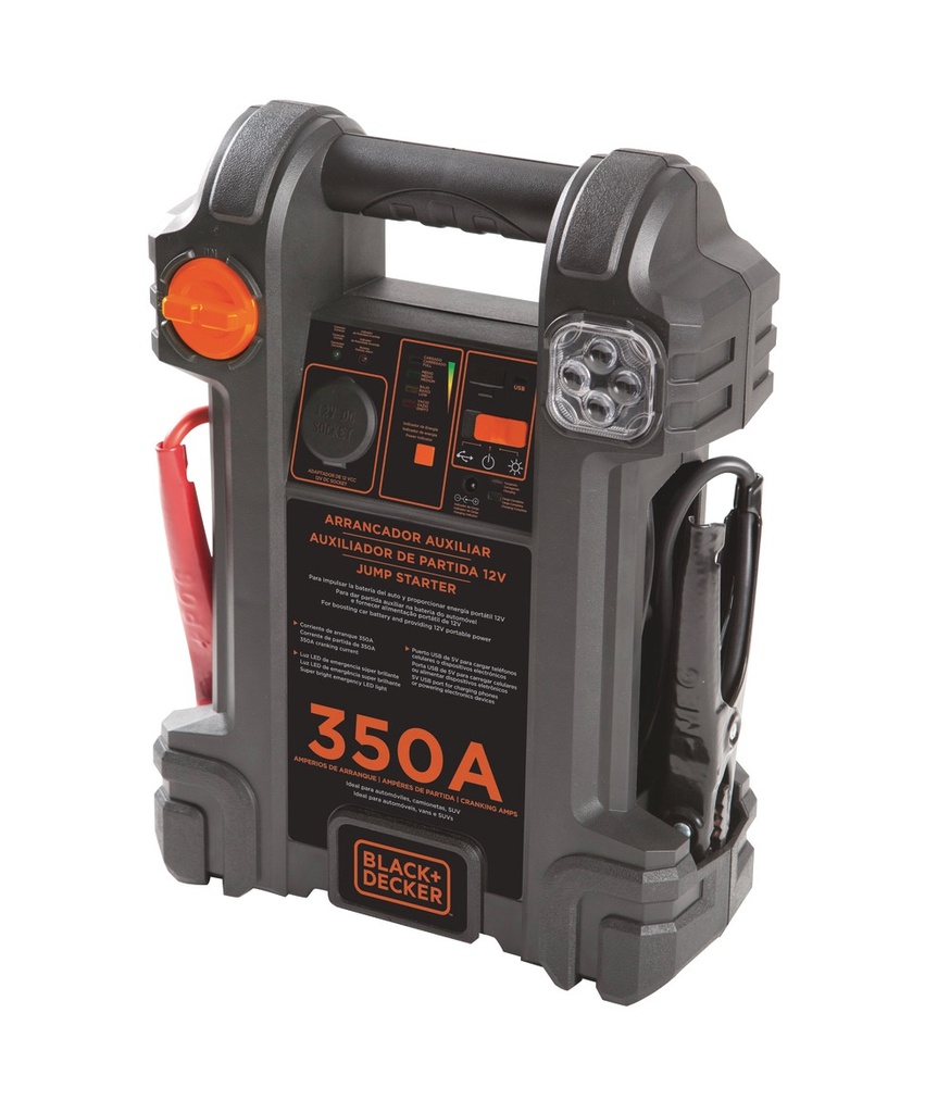 ARRANCADOR PORTATIL / CARG. BAT. 6-12V 350 AMP + USB+LAMP+COMPR. REF. JS350CC / CAR-703 BLACK&DECKER