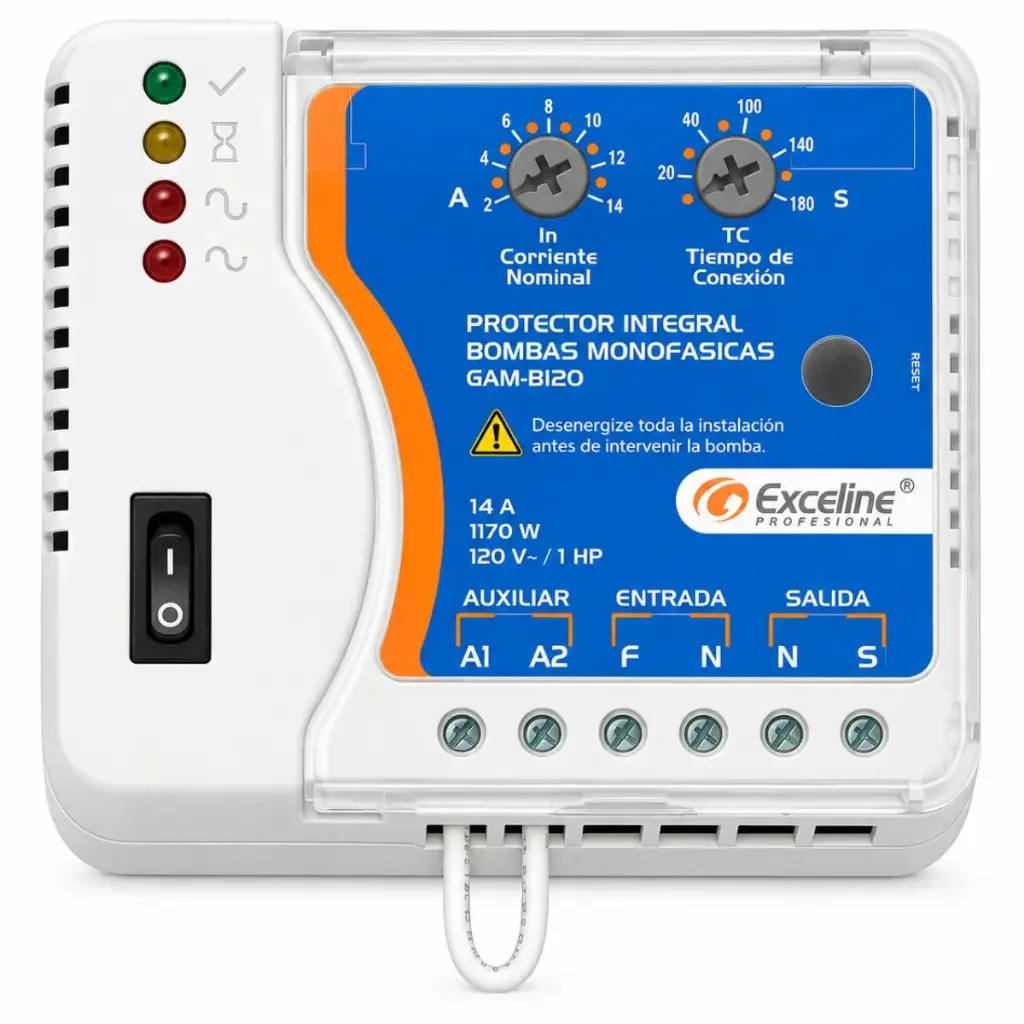 ARRANCADOR PARA BOMBAS MONOFASICA HASTA 1 HP 120 VAC REF. GAM-B120 / 003976 MARCA EXCELINE