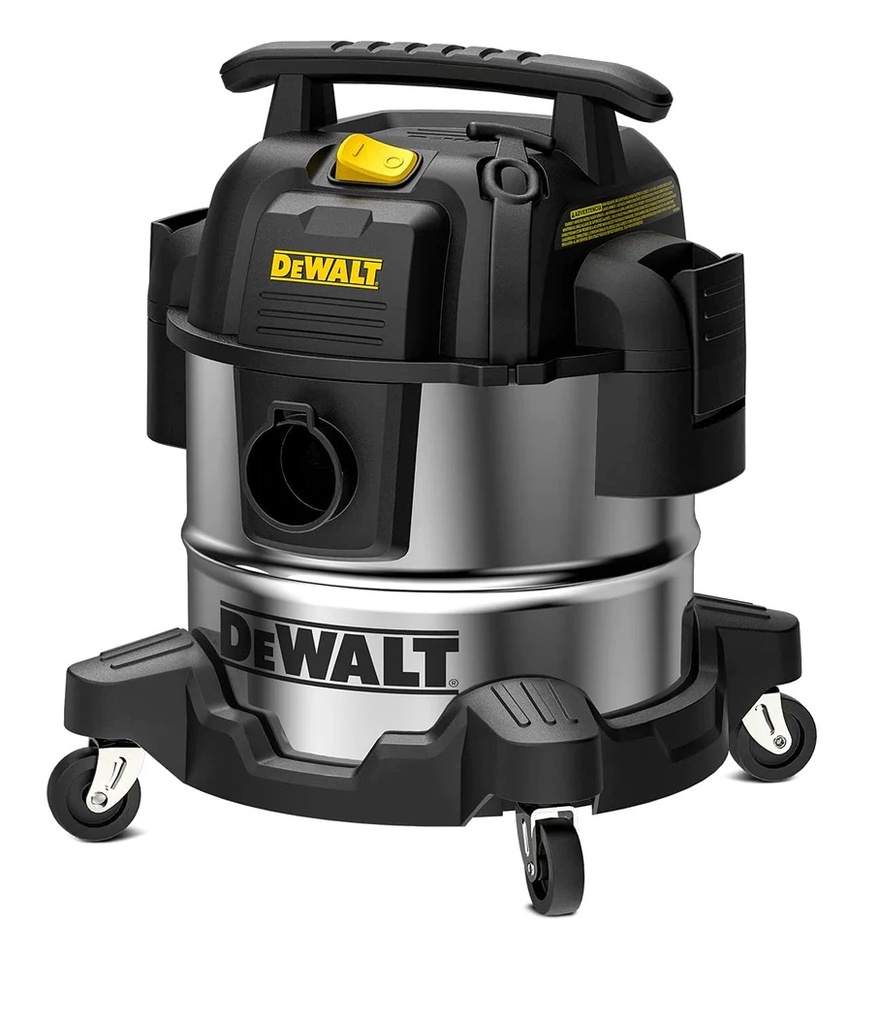 ASPIRADORA ACERO INOX P/SOLIDO Y LIQUIDO 5 GAL - 20 LTS 9 PZAS. 4 HP 80 CFM REF. DXV05S MARCA DEWALT