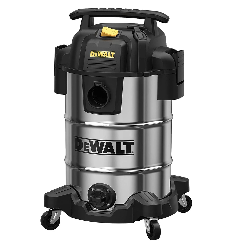 ASPIRADORA ACERO INOX P/SOLIDO Y LIQUIDO 8 GAL - 30 LTS 9 PZAS. 4 HP 90 CFM REF. DXV08S MARCA DEWALT