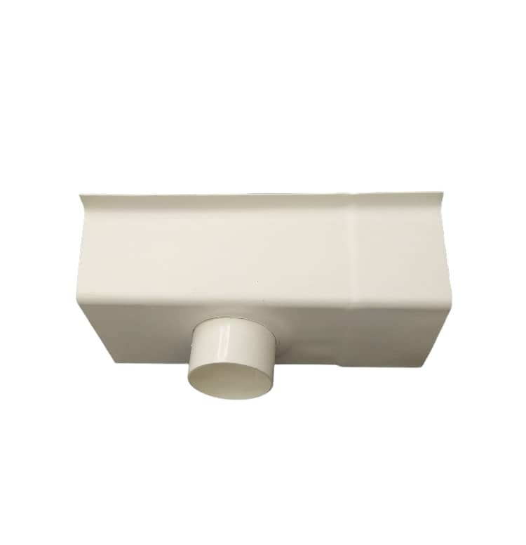 EMPALME CON BAJANTE PARA CANAL DE LLUVIA 4" CUADRADA CON DESCARGA 3" PVC COLOR BLANCO REF. CTV-D02-04 MARCA TINAPLAS