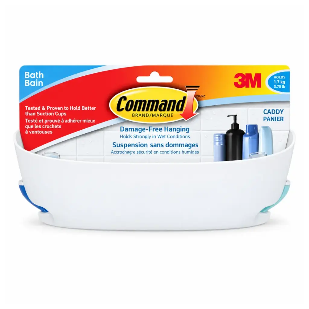 BANDEJA DE ACRILICO PARA DUCHA P/COLGAR C/CINTA DOBLE FAZ (SUJETA 3KG) COD. BATH11-ESAP MARCA 3M