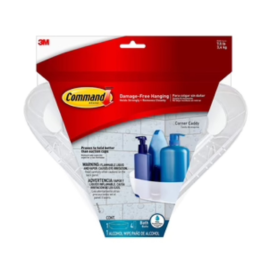 BANDEJA DE ACRILICO P/ESQUINA P/COLGAR C/CINTA DOBLE FAZ (SUJETA 3.4KG) COD. BATH12-ES MARCA 3M