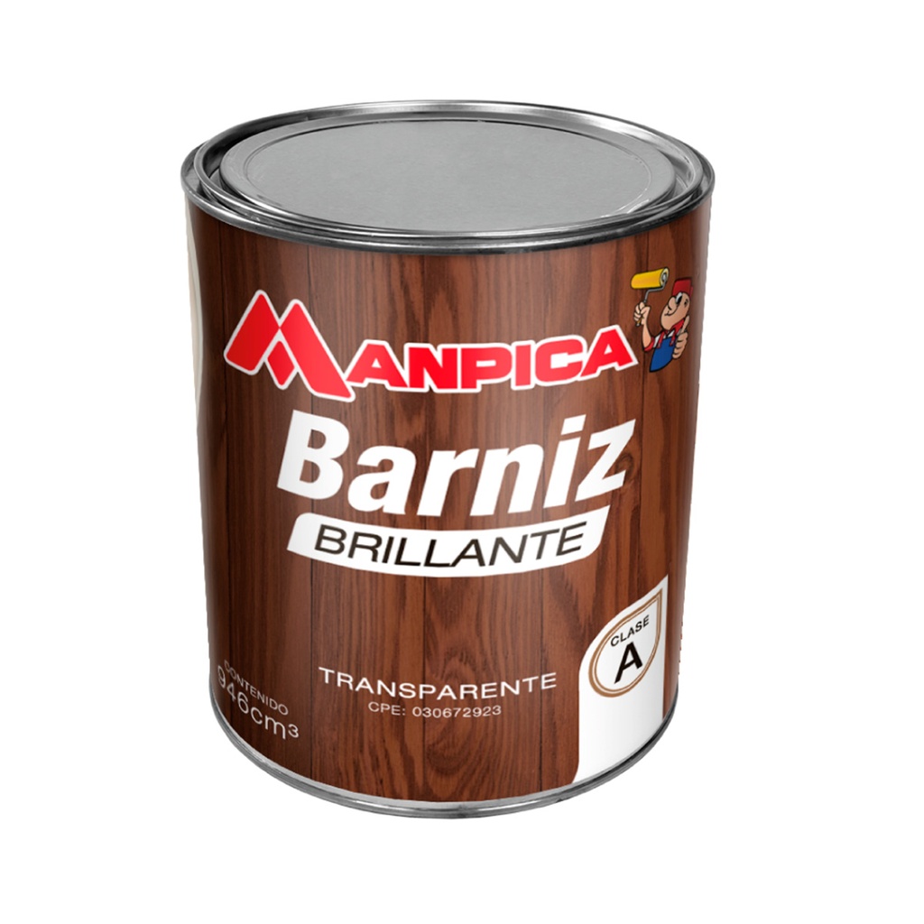 BARNIZ BRILLANTE TRANSPARENTE NATURAL DE 1/4 DE GL REF. SBA-000-04 MARCA MANPICA