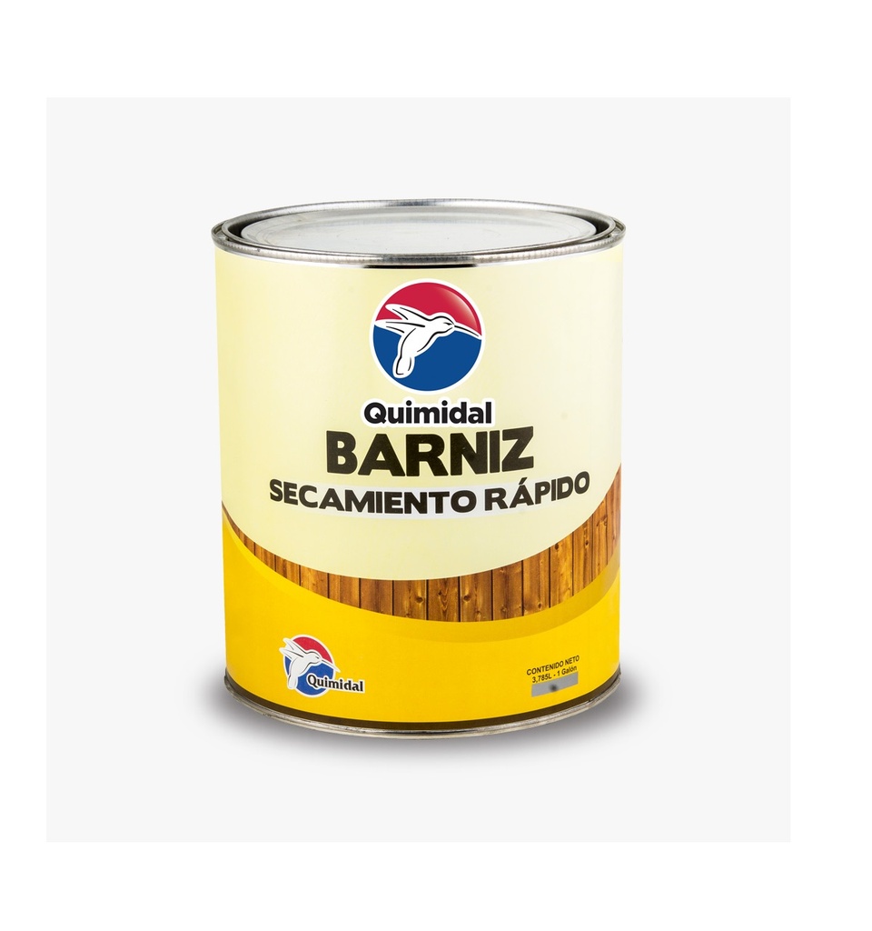 KIT BARNIZ TRANSPARENTE SECADO RAPIDO ( DOS 1/4 GL+ BROCHA 1 1/2" CEBRA ) MARCA QUIMIDAL