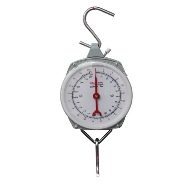 BASCULA COLGANTE 50 KG  1 RELOJ UNA CARA, INCLUYE 01 GANCHO SIN BANDEJA REF. C-50 MARCA CAZ