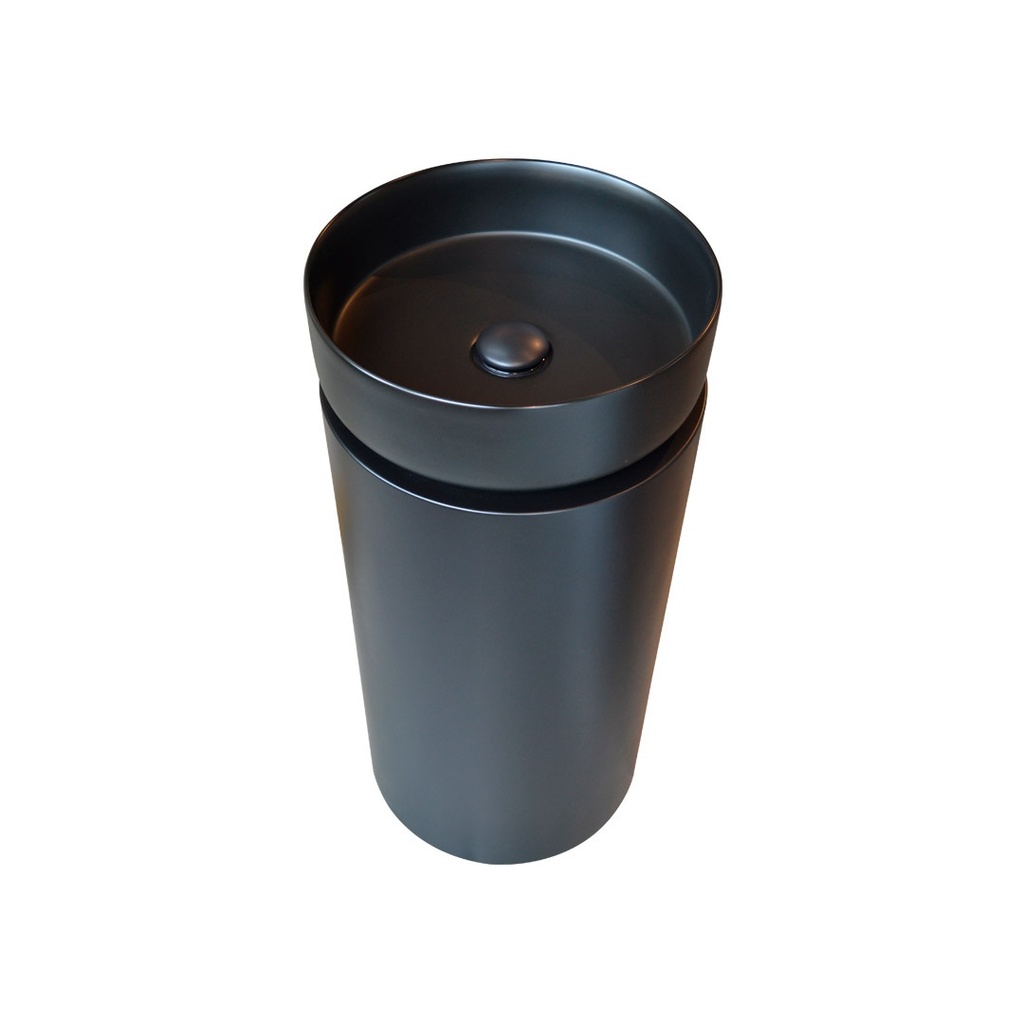 BASE / MUEBLE / PEDESTAL GIRO REDONDA 73 X 36CM P/LAVAMANO DE SOPREPONER LINEA NEGRO MATE MARCA KUBO