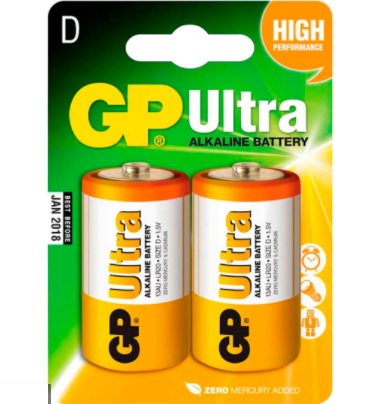 BATERIA / PILA ALCALINA TIPO D MOD. GP 13A-C2 ( 02 UND ) REF. 4891199000003 MARCA GP