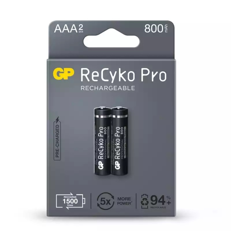 BATERIA / PILA RECARGABLE PRO AAA MOD- GPRHCH83B204 ( PACK - 02 UND ) 800 MAH REF. 186882 MARCA GP
