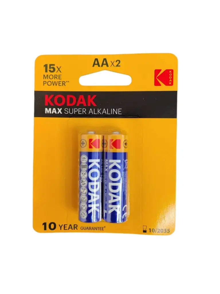 BATERIAS MAX SUPER ALKALINE AA X 2 UND MOD. 30536630 REF. K6014 / 536638 MARCA KODAK