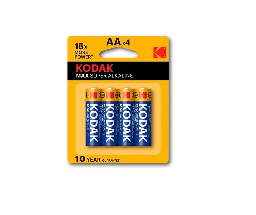 BATERIAS MAX SUPER ALKALINE AA X 4 UND MOD. 30820388 REF. 6015 / 820386 MARCA KODAK