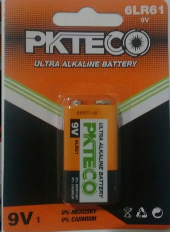 BATERIA TIPO 9V ULTRA ALKALINE MODELO 6LR61 MARCA PKTECO
