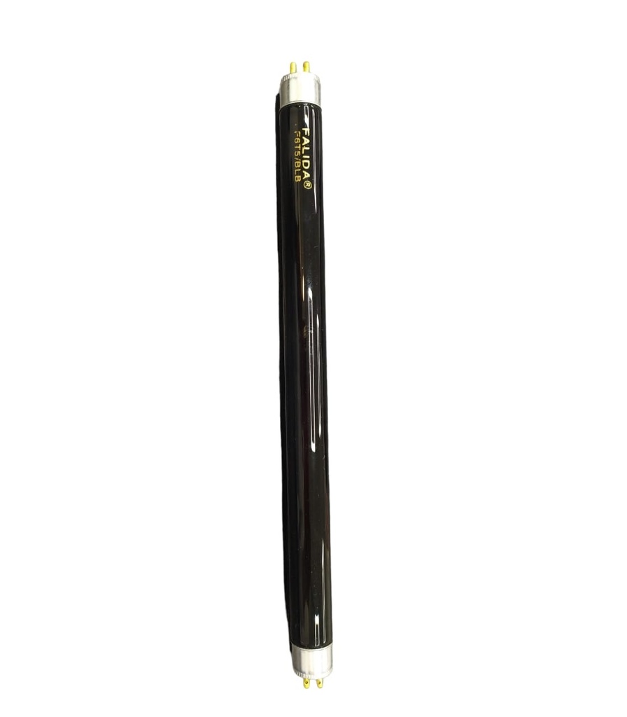 BOMBILLO / TUBO FLUORECENTE LUZ NEGRA 6 W REF. F6T5/BLB LARGO ( 22.50 CM DE PIN / PIN ) MARCA FALIDA