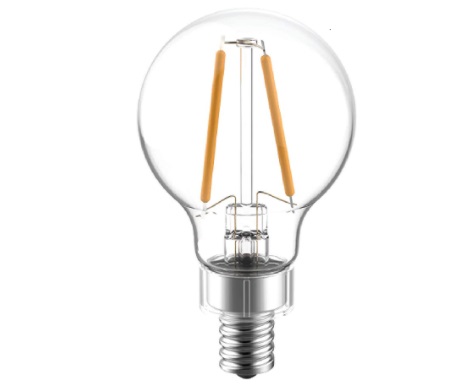 BOMBILLO LED BULBO G16.5 E12 2700K DIMEABLE 290 LM ( 2 UNDS) REF. 319140 MARCA GENERAL ELECTRIC