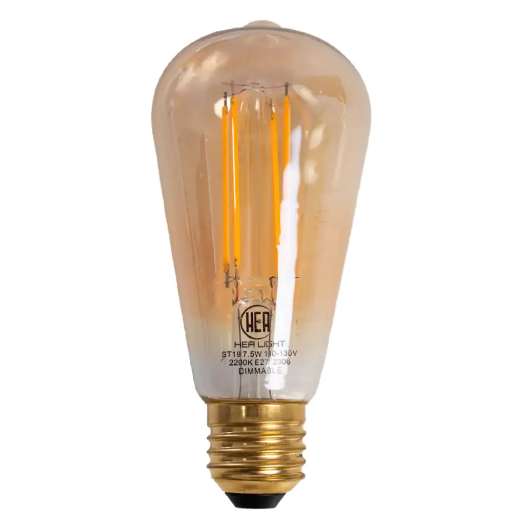 BOMBILLO LED VINTAGE DIMERIZABLE ST19 7.5 W 2.200 K E27 110 V MOD.T19VTGK COD.301116 MARCA HEA LIGHT