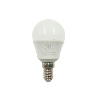 BOMBILLO LED BULBO 5.5W E14 6.500 K G45 90 - 277 V REF.BOM03077 COD. 308740 MARCA HEA LIGHT