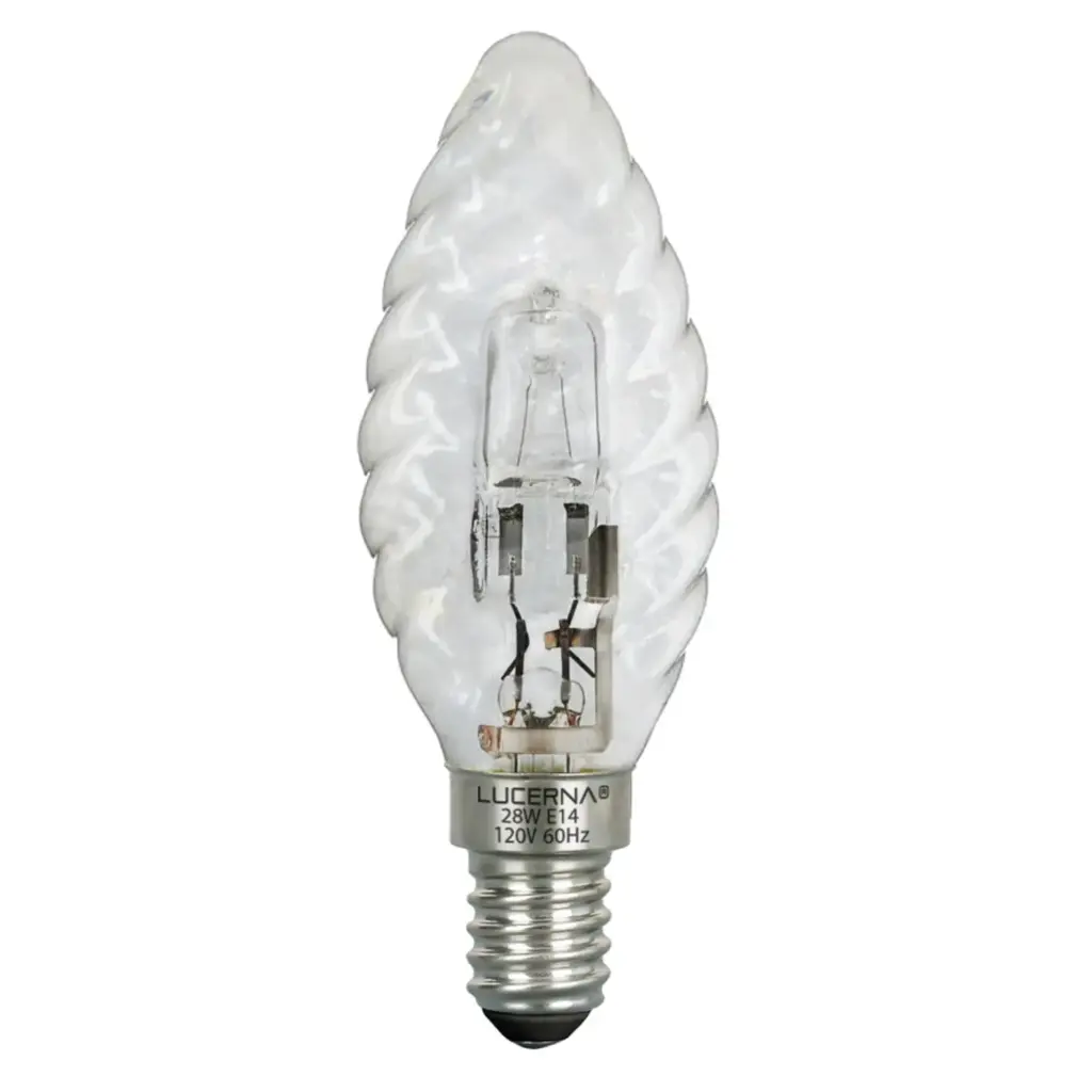 BOMBILLO TIPO VELA HALOGENO 28 W 3000 K E14 110 V (886215) REF. 28WE14 MARCA LUCERNA