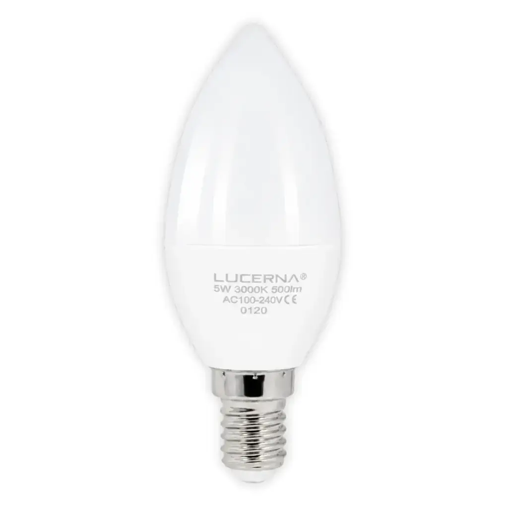 BOMBILLO LED TIPO VELA E14 5W 100 / 240 V 3000K MOD- 5W VELA 3K REF. 726768 5WVELA3K MARCA LUCERNA