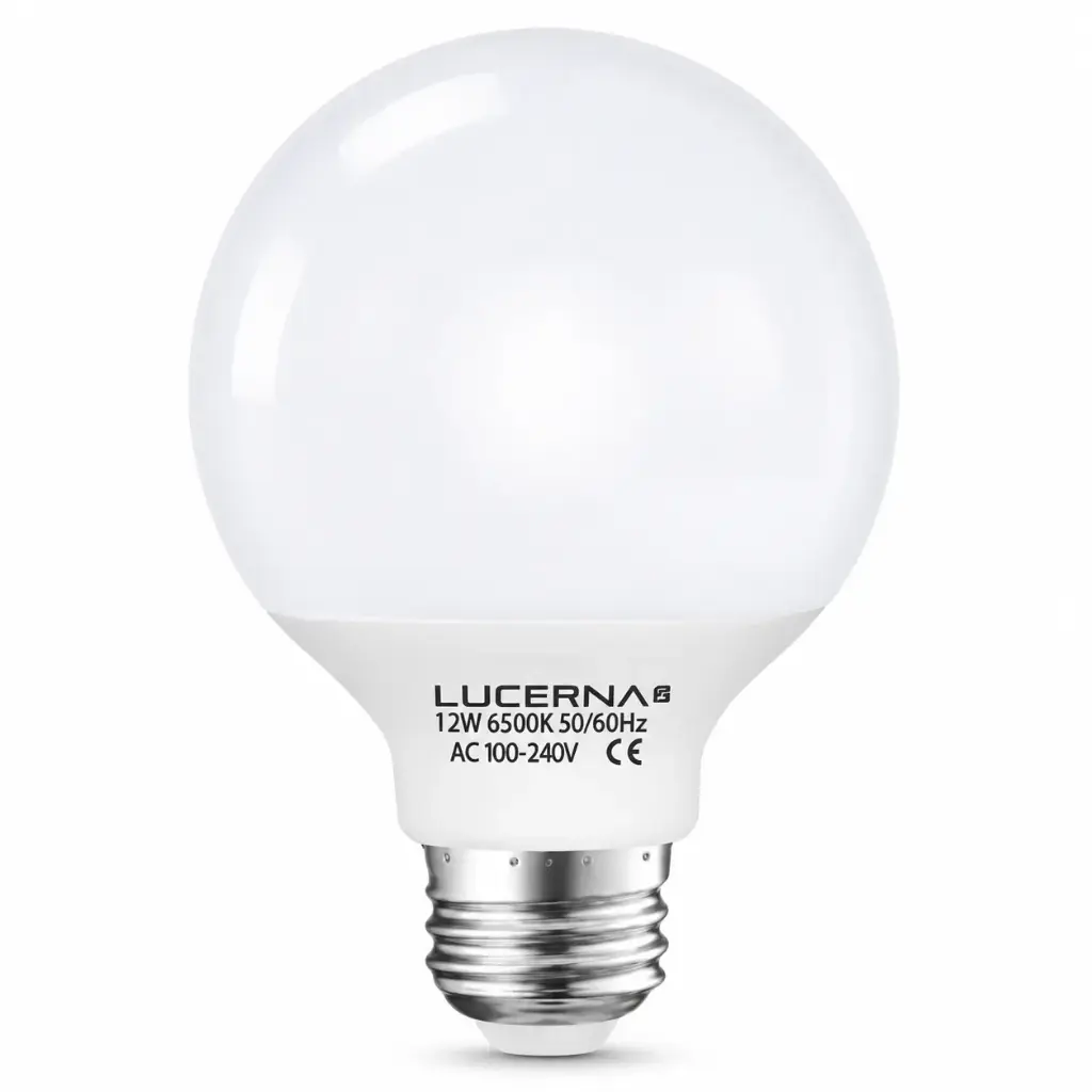 BOMBILLO LED TIPO GLOBO 12 W E-27 6500 K ( LUZ FRIA ) MULTV 100 - 240 V REF. 172775 MARCA LUCERNA