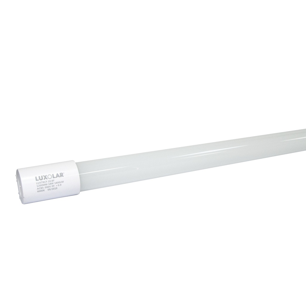 LAMPARA TUBULAR 18 W DE 120 CM FROSTED C/CLIPS P/FIJAR AC100 -277 V BF REF.T8BR120-1 MARCA LUXOLAR