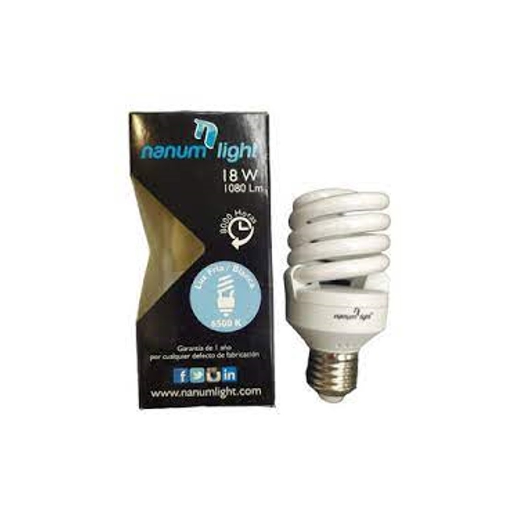 BOMBILLO ESPIRAL T2 13W 6500K REF. 202031355 MARCA NANUM LIGHT