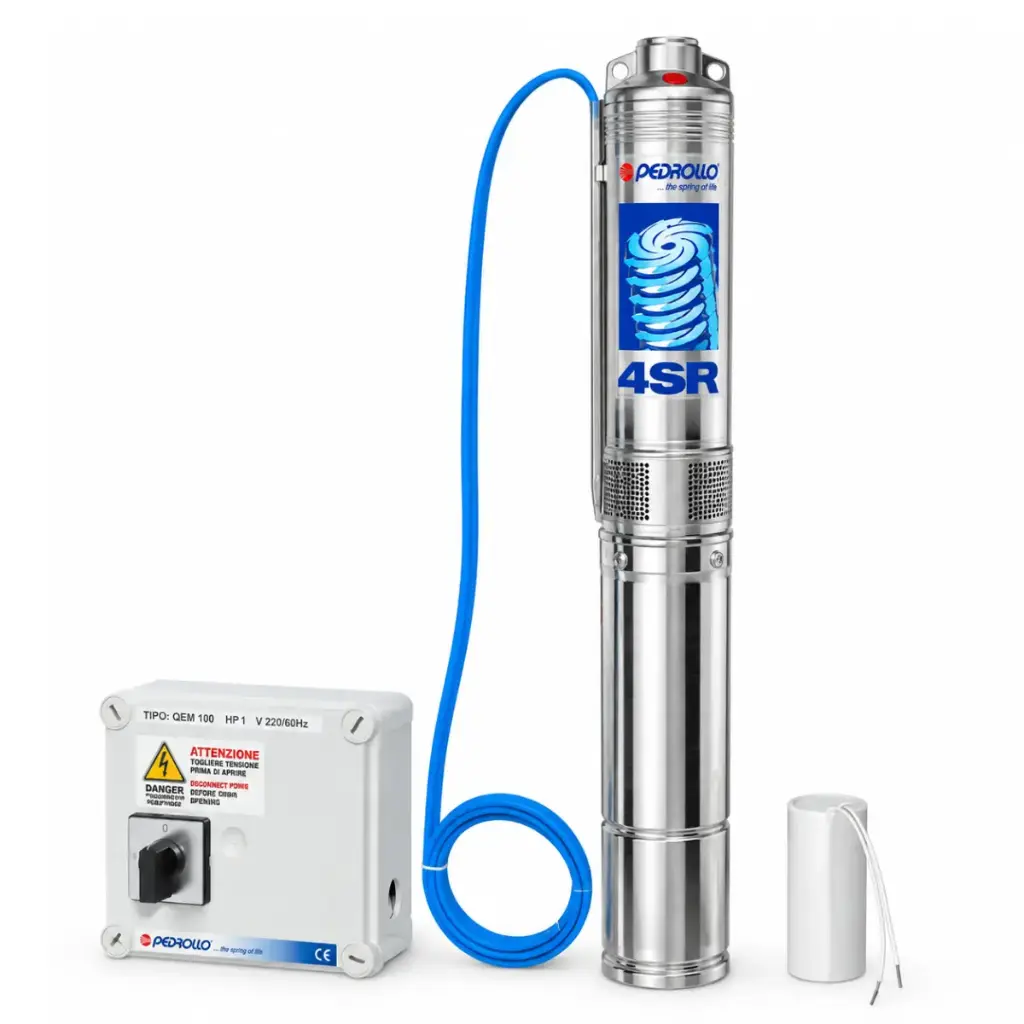 BOMBA SUMERGIBLE POZO PROF 1 HP 1 1/4" 220V 4" 25 G REF. 60BS4SR25G/10 MARCA PEDROLLO