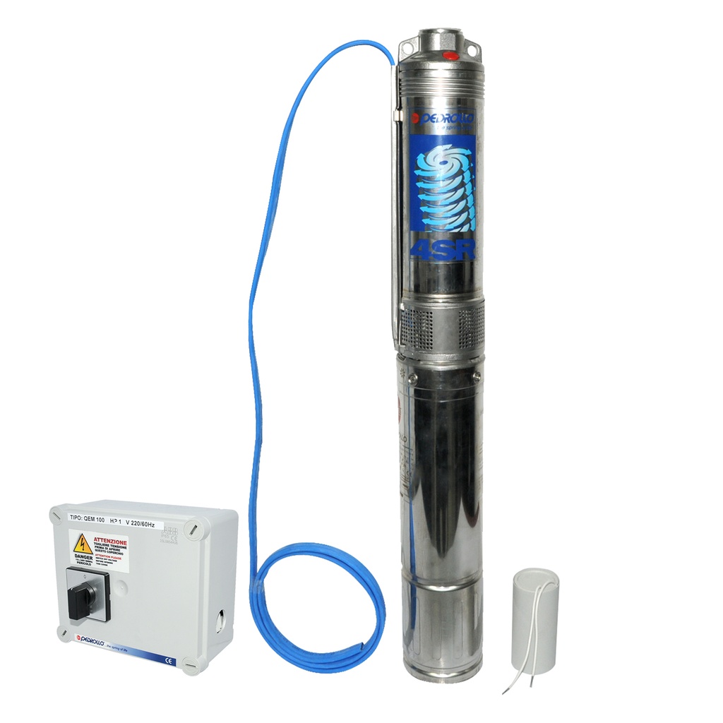 BOMBA SUMERGIBLE POZO PROF 1 HP 1 1/4" 220V 4" 25 G REF. 60BS4SR25G/10 MARCA PEDROLLO