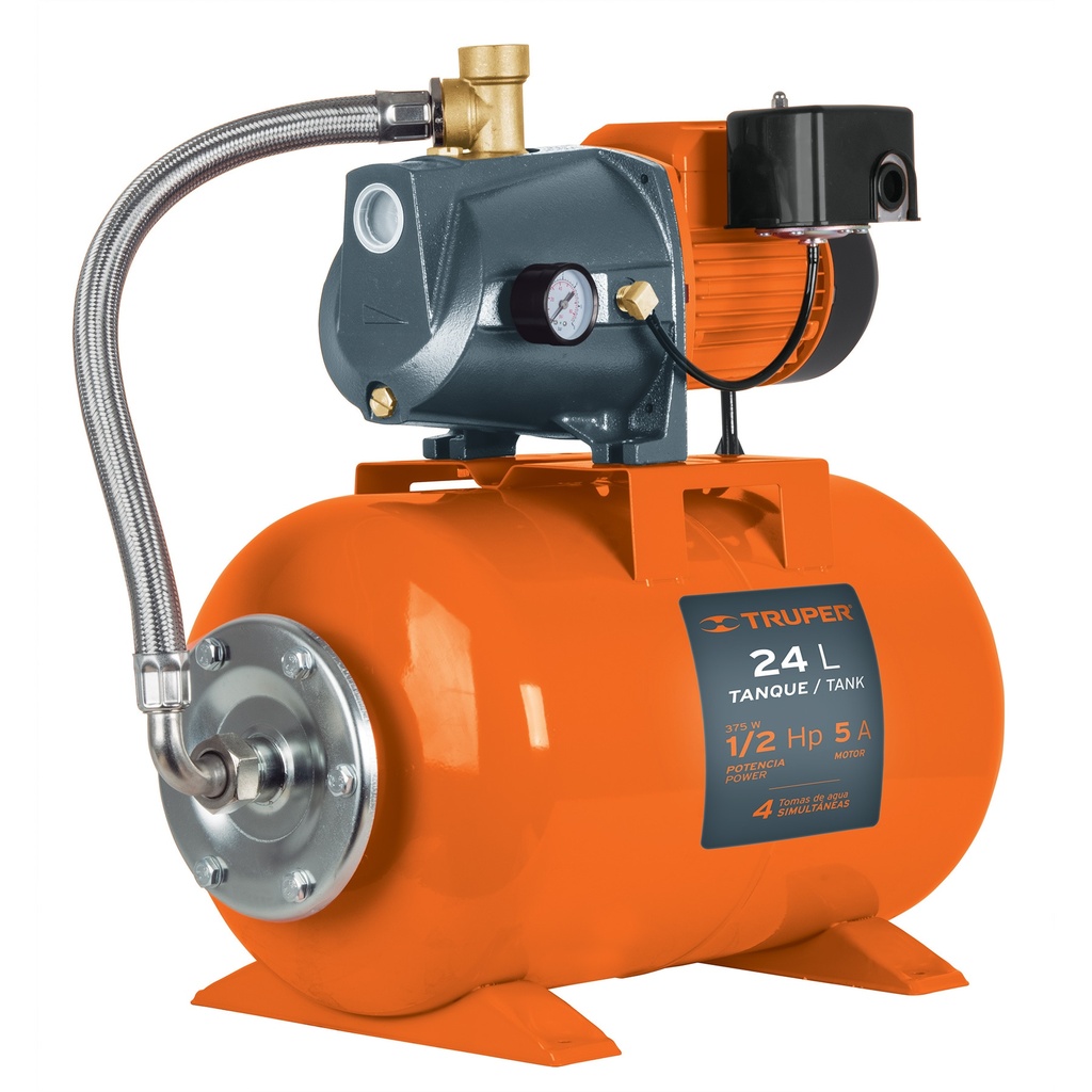 BOMBA HIDRONEUMATICA DE 1/2HP 24 LTS C/ BOMBA TIPO JET REF. 10077 MARCA TRUPER