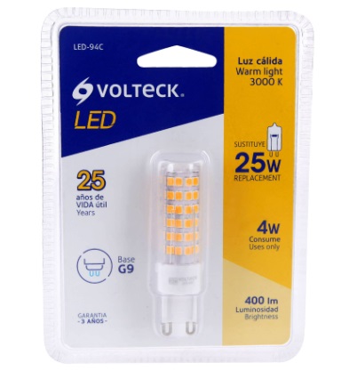 BOMBILLO LED TIPO G9 4W 110V 3000 K 400LM UNIDAD COD. LED-94C REF. 48102 MARCA VOLTECK