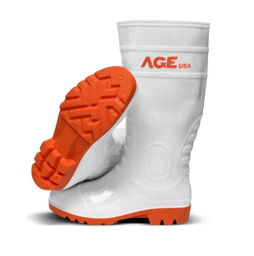 BOTA DE GOMA / PVC CAÑA LARGA SIN PUNTERA BLANCO TALLA-41 (PAR) REF. AGNSBLBL004P MARCA AGE USA
