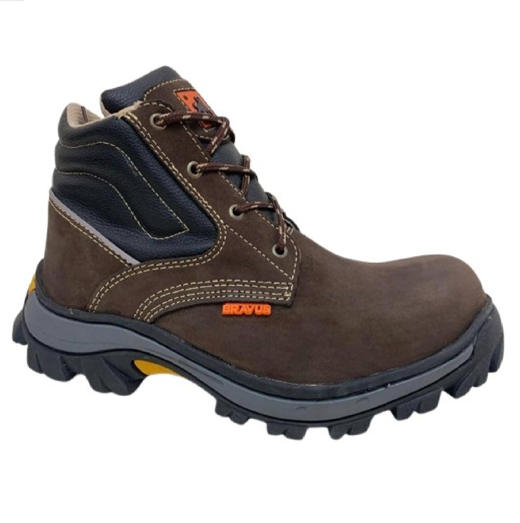 BOTA DE SEGURIDAD TALLA 42 SUELA CAUCHO C/PUNTERA PIEL NOBUCK C/ MARRON REF. BR200M MARCA BRAVUS