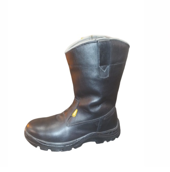 BOTA DE SEGURIDAD SOLDADOR ALTA TAL-42 DE NAPA NEGRO SUELA POLI. CON PUNTERA REF. 1021-B MARCA ORUGA