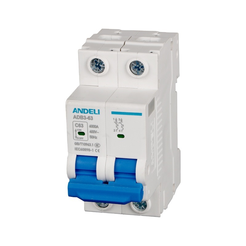 BREAKER TERMOMAGNETICO 2 X 4 AMP C. CURVE MOD. ADB3-63-2P-4A REF. CON02484 MARCA ANDELI