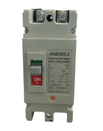 BREAKER 2 X 80 AMP CAJA MOLDEADA SERIE AM1 REF. AM1-125L-80A-2P MARCA ANDELI