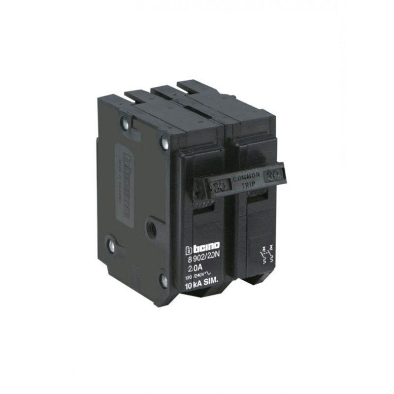 BREAKER PARA EMPOTRAR 2 X 20 A REF. 8902 / 20N THQL MARCA BTICINO