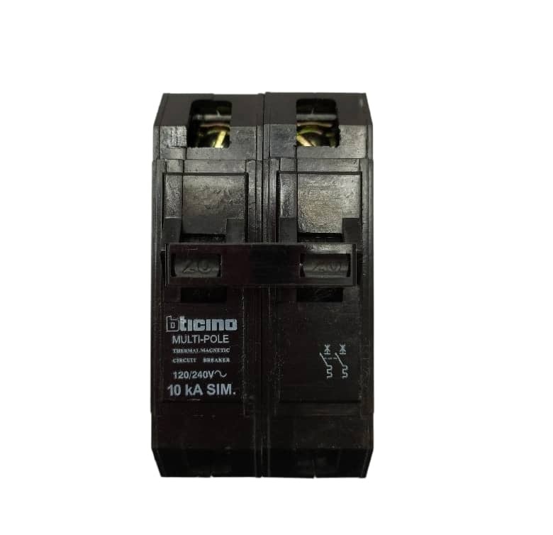 BREAKER SUPERFICIAL 2 X 20 A REF. TV2020N TQC130 / 04-10-012 MARCA BTICINO