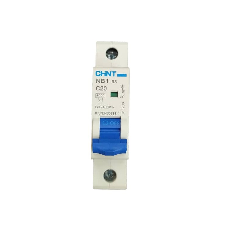 BREAKER TERMOMAGNETICO 1 X 20 AMP 230 / 400 V MOD. NB1-63-C20 REF. CHI030006 / 20900390 MARCA CHINT