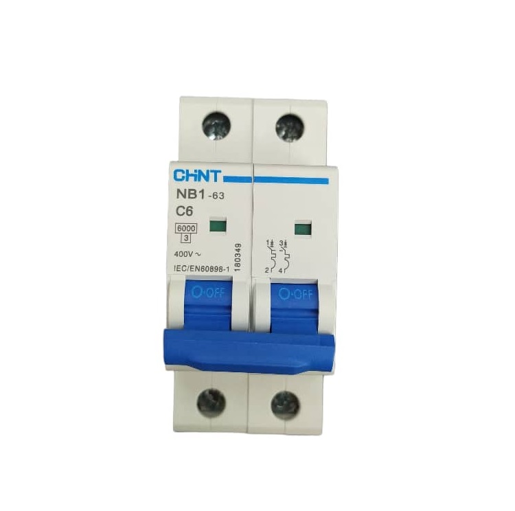 BREAKER TERMOMAGNETICO 2 X 6 AMP 230 / 400 V MOD. NB1-63-C6 REF. CHI030009 COD. 306069 MARCA CHINT