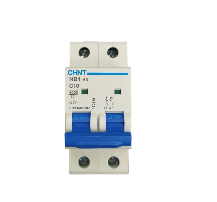 BREAKER TERMOMAGNETICO 2 X 10 AMP 230 / 400 V MOD. NB1-63-C10 REF. CHI030010 / 20900480 COD. 305727 MARCA CHINT
