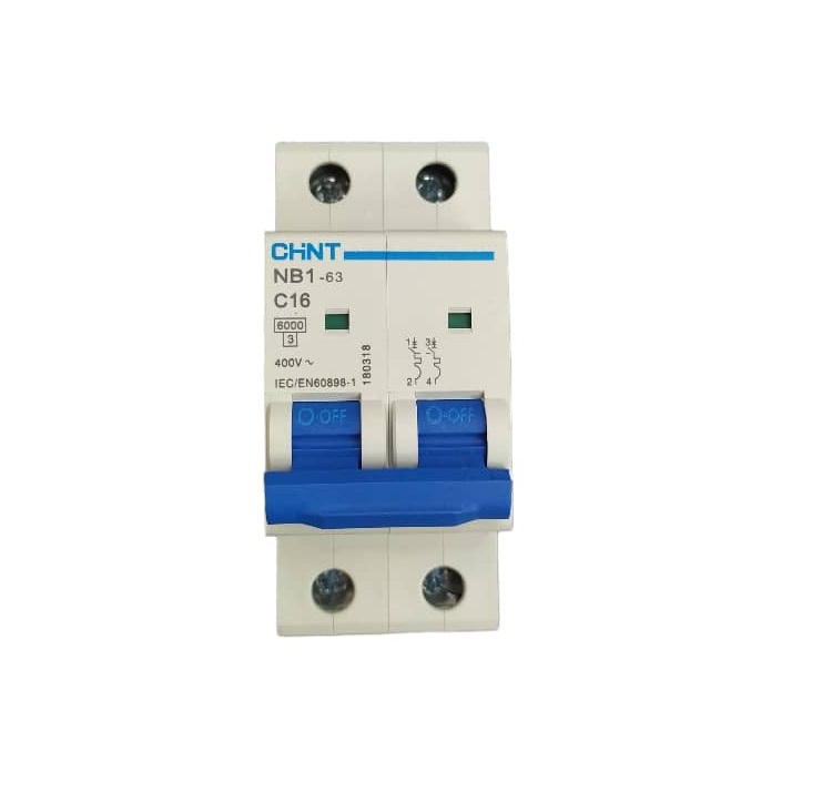 BREAKER TERMOMAGNETICO 2 X 16 AMP 230 / 400 V MOD. NB1-63-C16 REF. CHI030011 / 20900490 MARCA CHINT