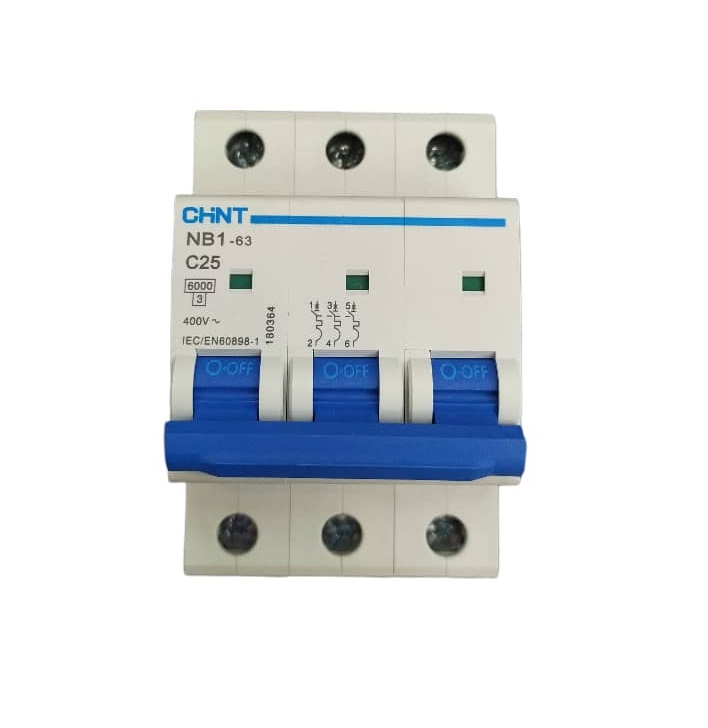 BREAKER TERMOMAGNETICO 3 X 25 AMP 230 / 400 V MOD. NB1-63-C25 REF. CHI030015 COD. 306212 MARCA CHINT