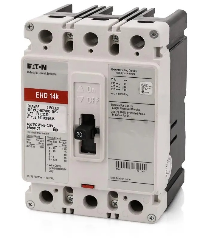 BREAKER EHD 3 X 40A 480V REF. EHD3040L MARCA EATON