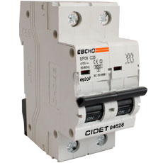 BREAKER TERMOMAGNETICO DE 2 X 20 AMP EN 415 V 50 / 60 HZ REF. 09335 MARCA EBCHQ