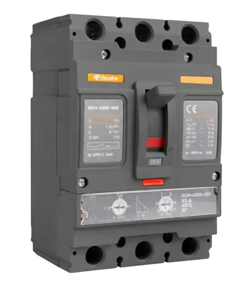 BREAKER TERMOMAGNETICO 3 X 63 AMP CAJA MOLDEADA AJUSTABLE REF. GCM-A250-063 COD-007813 EXCELINE